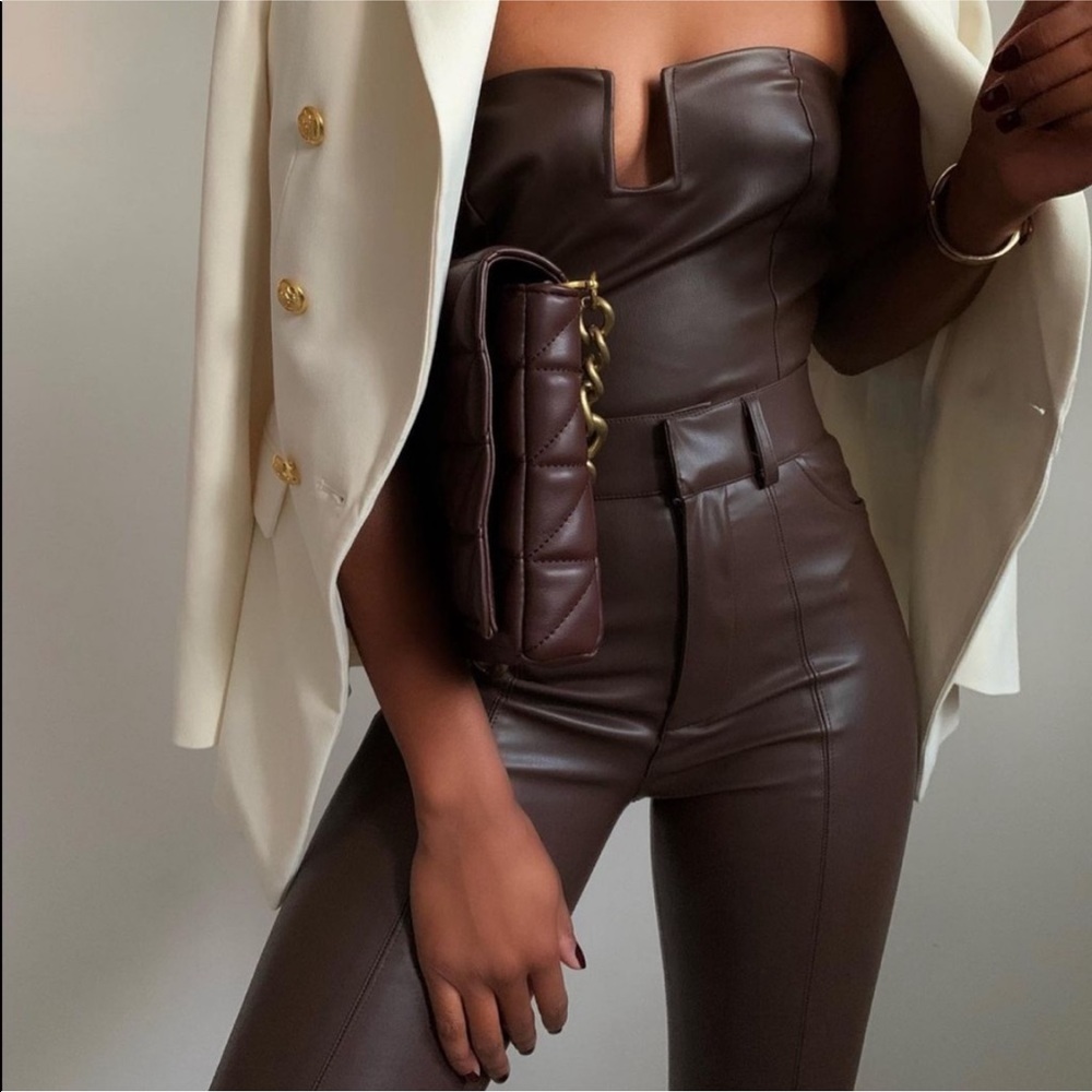 ZARA faux leather pants with slit